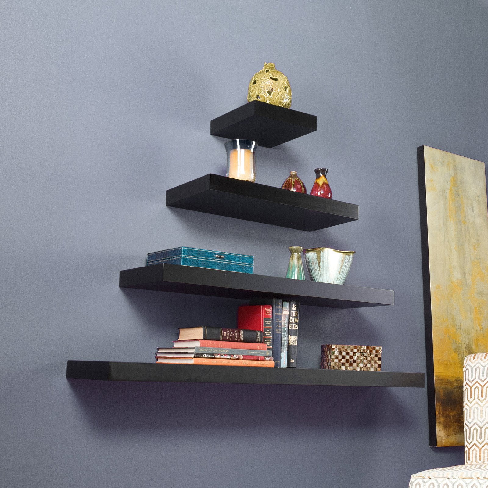 Manhattan 10 x 36 floating shelf black walmart com