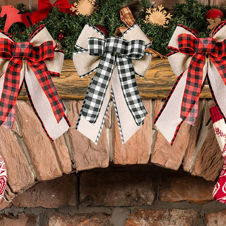 Plaid Christmas Bow, BOW ONLY, Wired Christmas Ribbon for Wreath Bow, Plaid  Bow, Elegant ribbon, Bow for Christmas Decoration