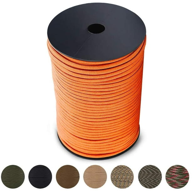 100m paracord roll rope, 4mm braided line 9 strand parachute cord made of  polypropylene and polyester for camping outdoor climbing survival （Orange）  