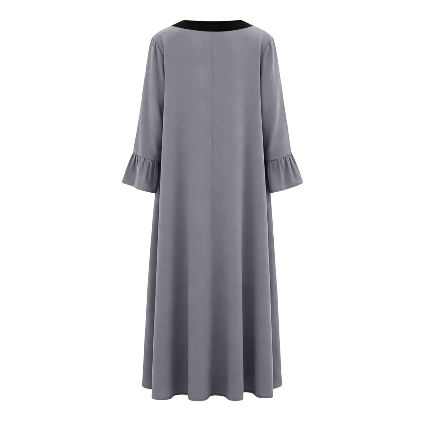 LVHAOGJOB Womens Dresses with Pockets Long Maxi Dress Plus Size Cotton Linen Long Sleeve for Beach Vacation Sundress for Mujer Loose