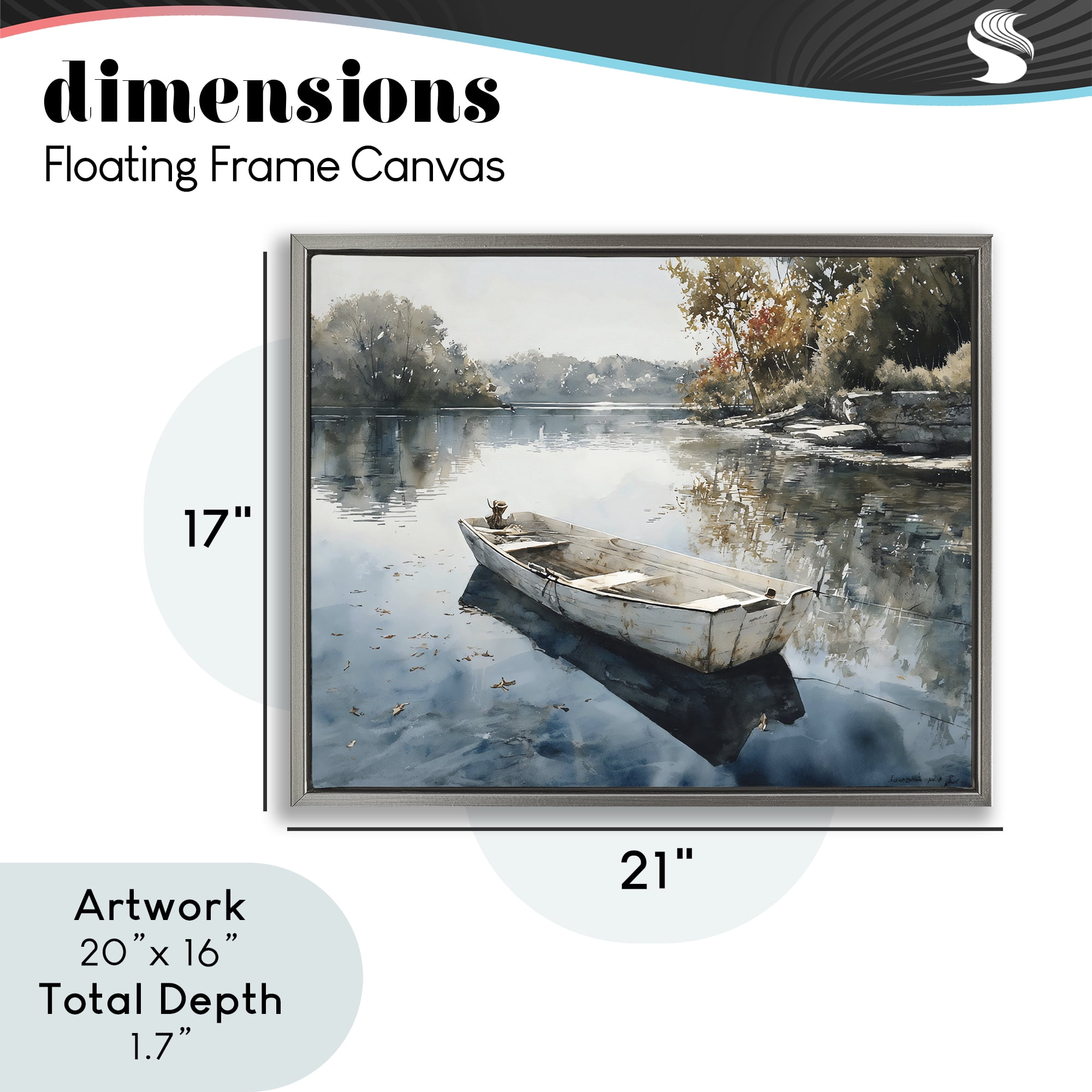 Stupell Industries Boat Ride Through Autumn Reflections Gray Framed Floater Canvas Wall Art, design by Franklyn Gregory