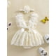 thumbnail image 4 of Conjunto de verano para bebé niña, pelele de malla con bordado floral y diadema con lazo, 2 piezas., 4 of 9