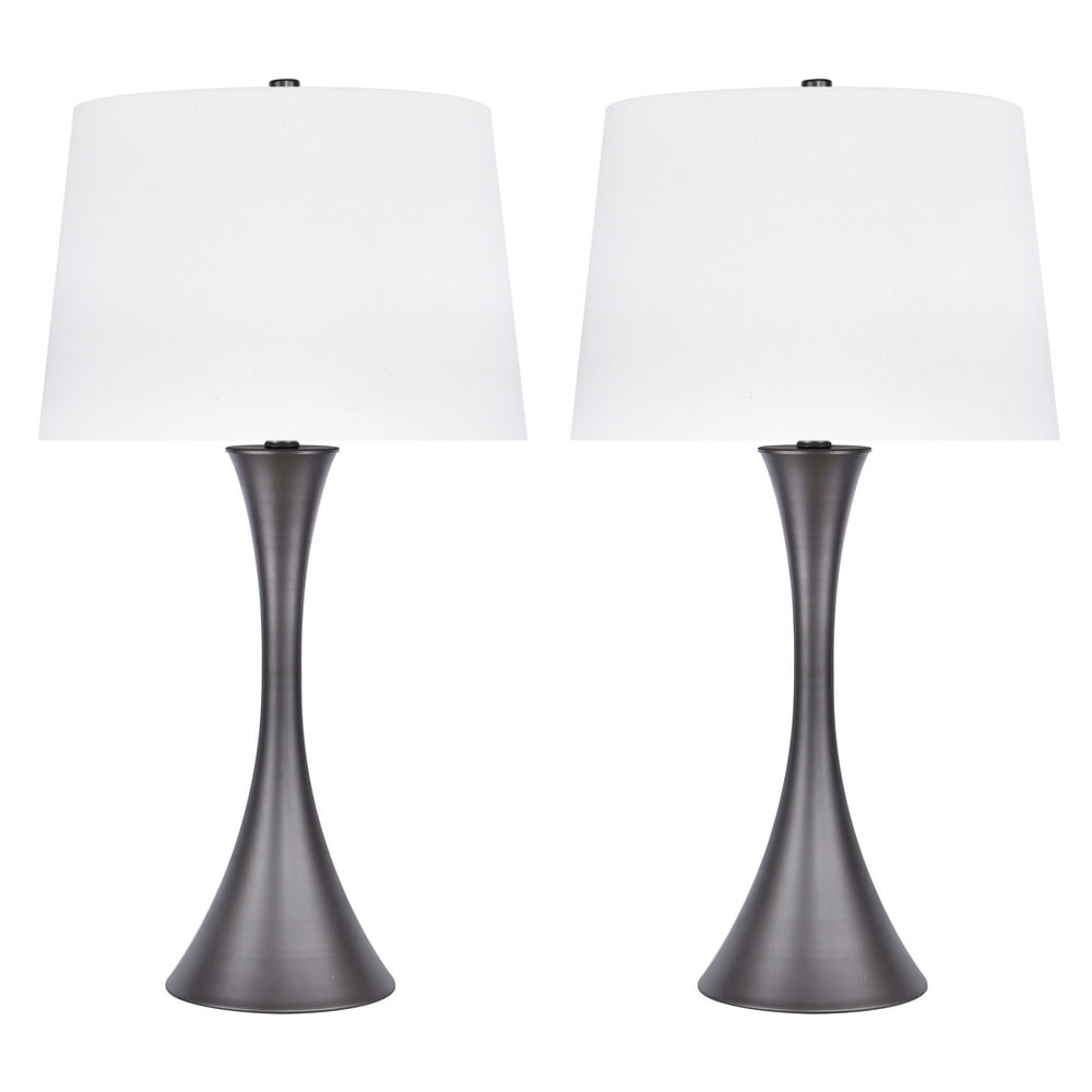 Grandview Gallery 29" Grey Slate Metal Table Lamp Set with Hourglass
