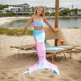 thumbnail image 6 of WOYY Girls Princess Ruffle Bikini Fish Tail Set 3-Piece Swimsuit Bathing Suit, Sizes 4-13, 6 of 7