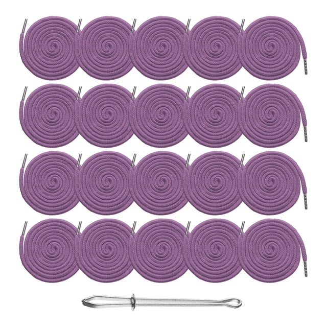 Uxcell 20pcs Cuerdas de Cordón 51" Reemplazo de Cordón de Sudadera con Enhebrador para Sudaderas, Pantalones, Gorras, Bolsas, Morado