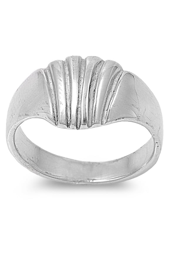 925 Sterling Silver Striped Spring Design Ring Size 10