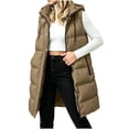 thumbnail image 2 of IUYRTFE Women's Long Hooded Puffer Vest with High Collar and Zipper Front Quilted Winter Coat with Pockets, 2 of 7