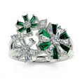 thumbnail image 5 of Eclet Jewels Brilliant 1.4 Ct Round Cut Diamond Ring - 14K White Gold Over Wedding Anniversary Ring - Flower Design Birthstone Diamond Ring for Girls - Unique Green Floral Diamond Ring For Women's, 5 of 8