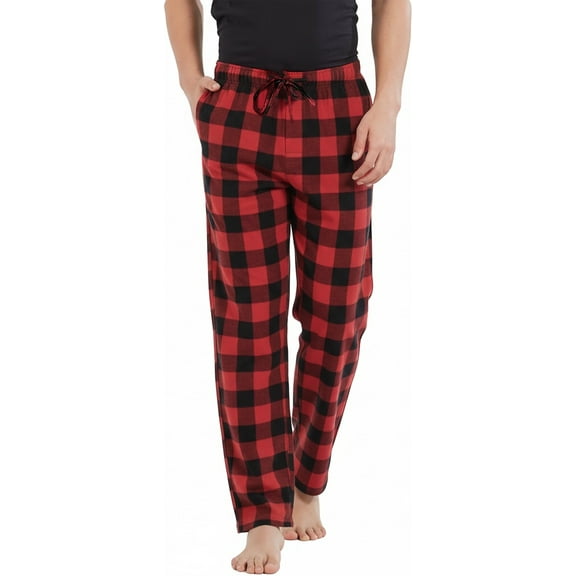 Mens Pajama Pants Flannel Plaid Lounge Pants Comfy Soft Sleepwear Pants Pj Drawstring Bottoms with Pockets