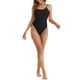 thumbnail image 2 of INSPIRE CHIC Monokini de una pieza para mujer con tirantes ajustables, parte inferior triangular, trajes de baño tipo bikini, pequeño, negro, 2 of 5