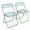 Blue Green, variant on Acrylic Folding Chairs 2 Pack, Clear Chair Foldable and Stackable, Plastic Panel & Metal Chrome Frame, Weight Capacity 350 lbs