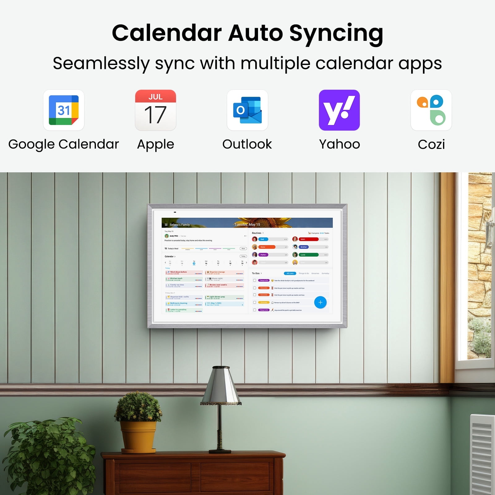 ApoloSign 21.5 inch Digital Calendar, Dual-Mode Smart Wall Calendar & Interactive Electronic Touchscreen Chore Chart & Meal Planner for Family Schedules, Sync Calendars, Wall Mount Included (Gray)