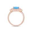 thumbnail image 6 of AFFY Simulated Blue Opal & White Cubic Zirconia Halo Twisted Band Fashion Ring For Womens 14k Rose Gold Plated Ring Size- 9, 6 of 7
