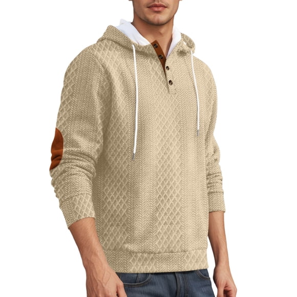 LUOGENLI Men's Fashion Hoodies & Sweatshirts Graphic Casual Pullover Hooded Sweatshirt Heavyweight Lined Athletic Sportswear Top for Outdoor Activities Hoodies for Men Carhartt Dark Blue Khaki Size XL