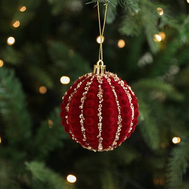 Xihbxyly Adorno Navideño con Purpurina Roja, Brillante, para Fiestas, de Espuma Ligera, para Colgar En El Árbol de Navidad, 8 X 8 X 8 Cm.