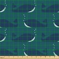 thumbnail image 2 of Ambesonne Nautical Fabric by the Yard Upholstery, Whales and Bubbles Art, 5 Yards, Night Blue and Dark Teal, 2 of 5