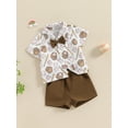 thumbnail image 4 of Caoirhny Todder Little Boy Summer Outfit, Baseball Print Lapel Neck Short Sleeve Tops with Bowtie Elastic Waist Shorts Toddler Set 6M-4T, 4 of 9