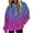 Dark Blue, variant on Women's Gradient Fleece-Lined Hoodie Trendy Pullover with Drop Shoulder Plush Streetwear with Pocket Hot Pink