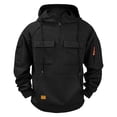 thumbnail image 4 of pstuiky manga larga para hombre, Sudadera con capucha, cremallera de un cuarto y múltiples bolsillos de manga larga de color liso para hombre camisetas de hombre s, 4 of 4