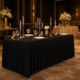 thumbnail image 5 of 4FT Black Pleated Skirt Tablecloth for 120x60x75cm Tables, Wrinkle Resistant Polyester Rectangular Table Cover with Elegant Ruffled Drop for Banquet & Event Decor, 5 of 6