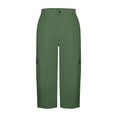 thumbnail image 6 of Only Moment Cargo Shorts for Women Elastic Waist Trousers with Pockets Summer Beach Vacation Clothes Green,XL, 6 of 7