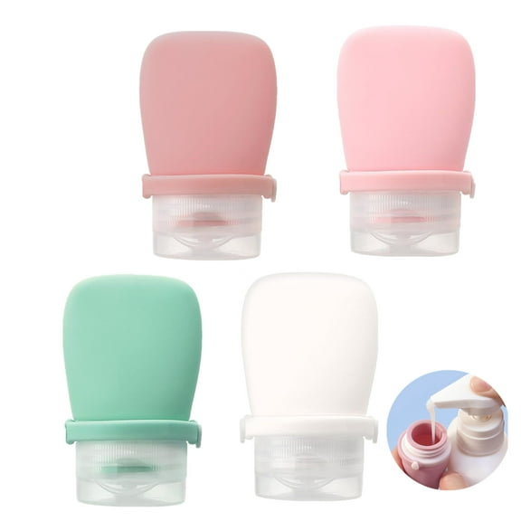 Travel Bottles, Leakproof Silicone Squeeze Bottle Mini Travel Size Container for Toiletries Lotion Shampoo and Conditioner Liquid Salad Dressing to go Condiment,  4 Pack