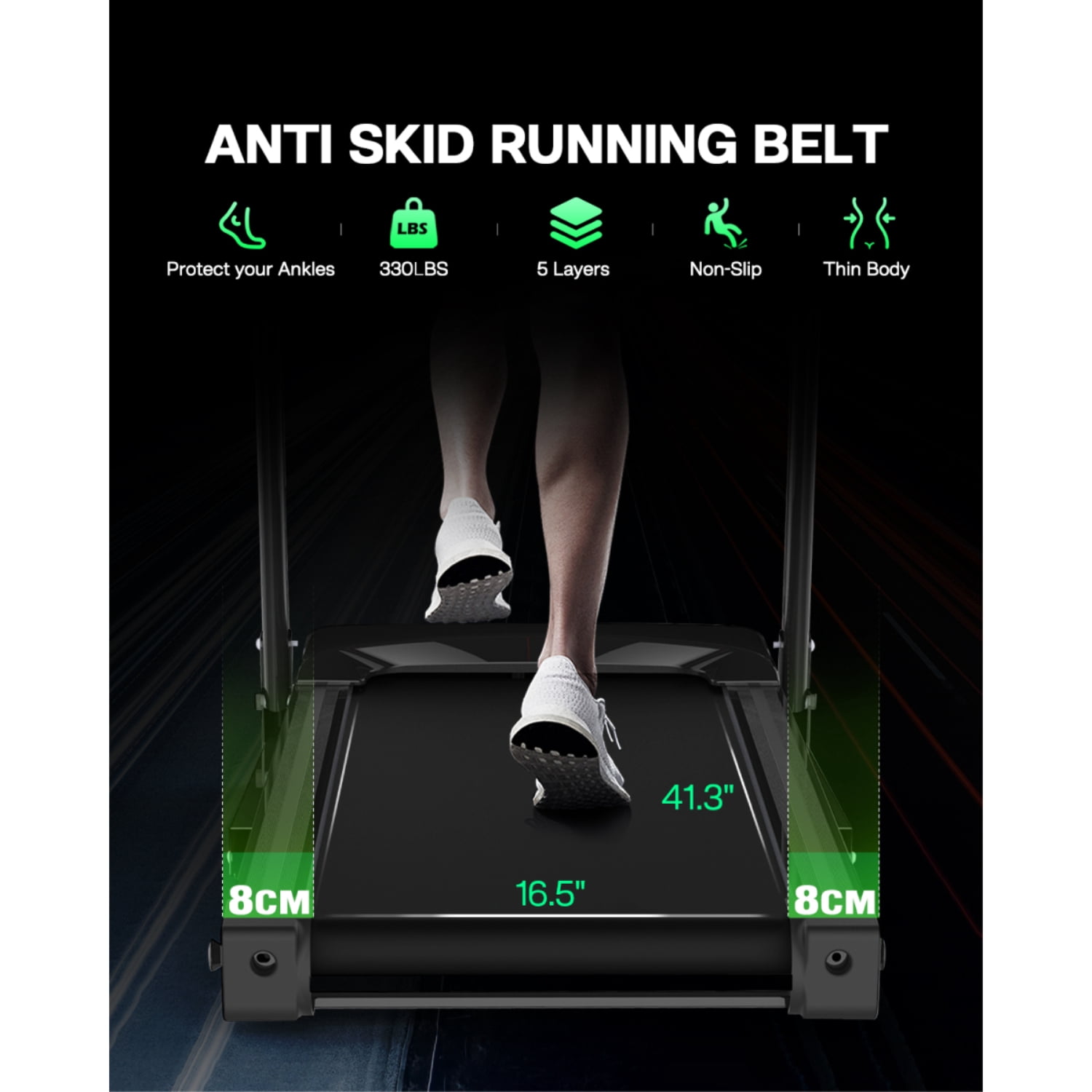3.5HP Foldable Treadmill with Incline, 330LB Capacity, Handrail Speed Control, 12 Programs, LED Display, Pulse Monitor, Space-Saving Design with Cup & Pad Holders