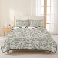 thumbnail image 3 of King Quilt Set 96''x106'', Farmhouse Sage Green Lightweight Summer Bedspread Coverlet Set with 2 Pillow Shams, Vintage Flower Leaf Botanical Breathable All Season Quilt Bedding for Bedroom/Guest Room, 3 of 9