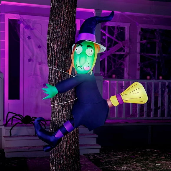 Joiedomi Inflables de Halloween de 4 pies, decoraciones al aire libre, explosiones de Halloween para patio, bruja inflable con LED incorporados, decoración de fiesta de Halloween en el exterior, decor