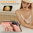 thumbnail image 4 of Wallet Phone Case for Samsung Galaxy S21+ Plus, Crossbody Shoulder Strap Multiple Cards Holder RFID Blocking Shockproof Bumper Ring Holder Kickstand Feature Protective Case for Women Girls, Rosegold, 4 of 10