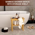 thumbnail image 2 of Bamboo Shower Bench Stool with Storage Shelf, Waterproof Shower Chair Spa Bath Seat, Shower Stool for Inside Shower, Bathroom Bench Seat for Adults Elderly Seniors for Indoor or Outdoor Use, 2 of 9