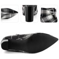 thumbnail image 7 of Unique Bargains Plaid Pointy Toe Bow Decor Zipper Chunky Heels Ankle Boots for Women Black 8, 7 of 7