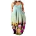 thumbnail image 1 of Robe Longue d'Été pour Femme à Col Rond, Imprimée, Sans Manches, Grande Taille, à Enfiler, à Bretelles Spaghetti, Longue Robe Maxi avec Poches, 1 of 4
