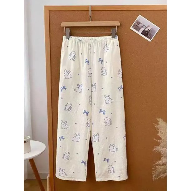 Pantalones largos de casa para mujer, ropa de dormir a rayas, usable para exteriores, primavera, otoño, verano, cómodos, holgados, con cordón en la cintura elástica