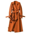 thumbnail image 1 of Mid-Length Trench Coat, British-Style Overcoat, Small-Size Long Jacket Orange M , Trench Coat, 1 of 3