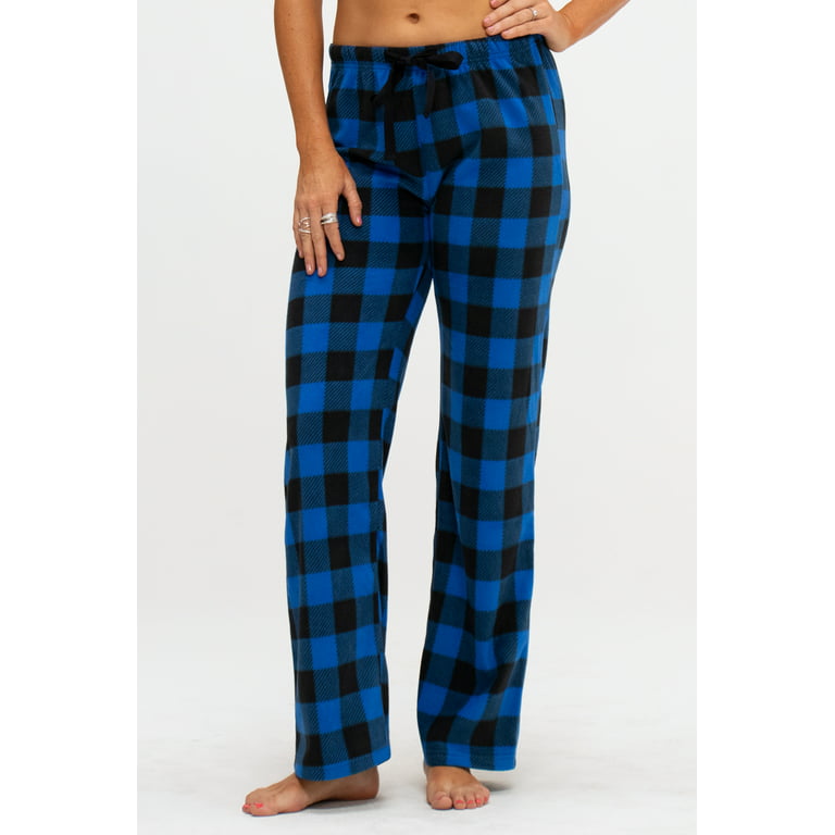 DEVOPS 2 Pack Women's Buffalo Plaid Plush Fleece Pajama Pants Sleepwear  (X-Small, Navy star/Pink Star) at  Women's Clothing store