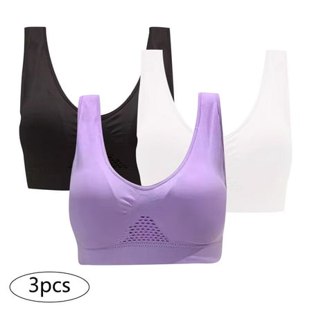 

Dqueduo Wirefree Bras for Women 3PC Plus Size Sports Bra Wirefree Comfort Sports Bras for Women Extra-Elastic Bra Active Yoga Sports Bras S-4XL 3 Colors Summer Savings Clearance