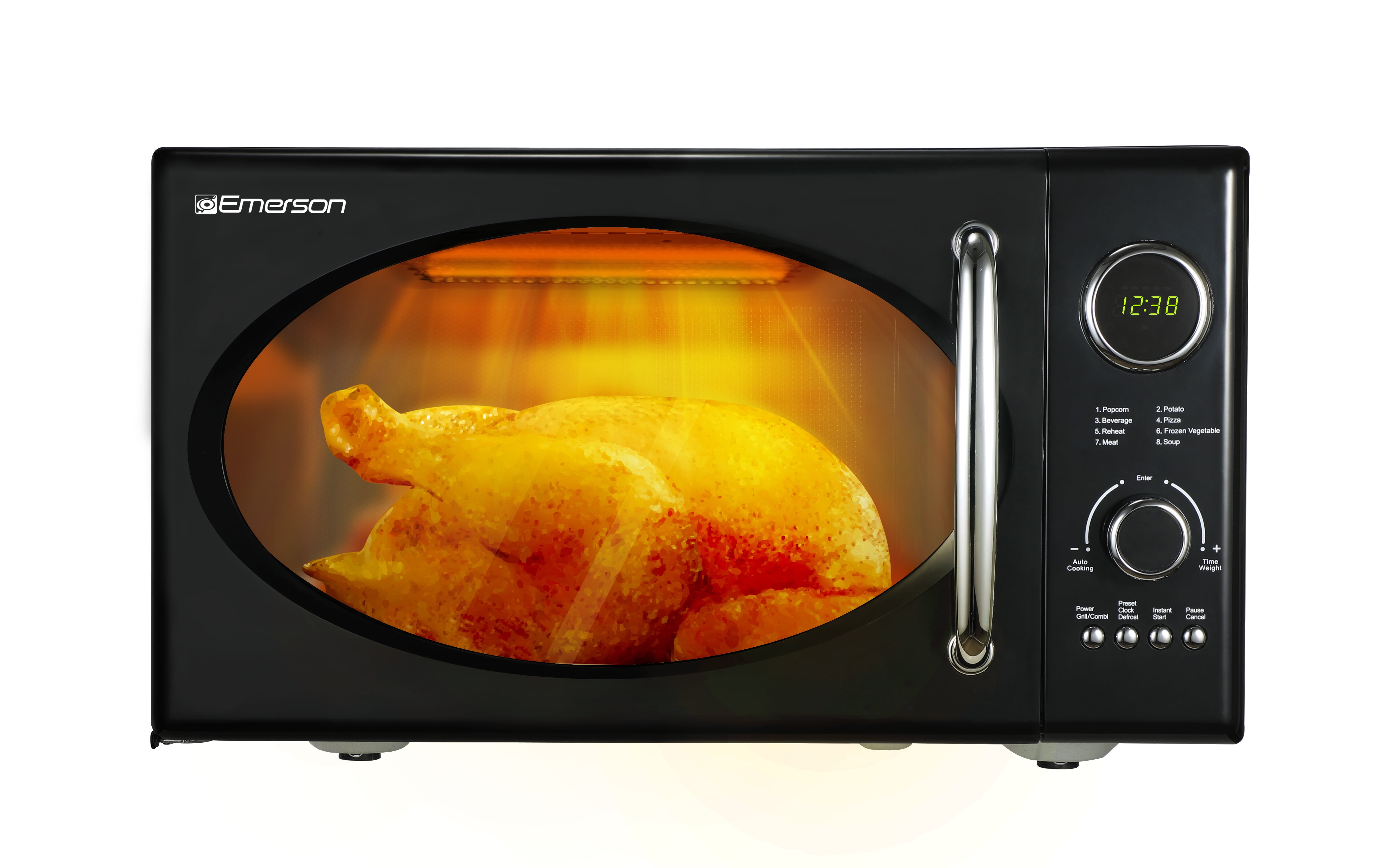 Emerson 0.9 Cu. Ft., 800W Retro Black Microwave Oven with Grill, MWRG0901BK