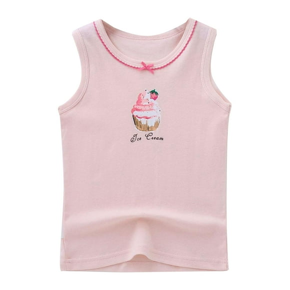 Big Girls Tshirts Cotton Halter Small Vest Summer Thin Floral Undershirt Cute Printing Clothes for Kids Size 12-13T