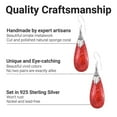 thumbnail image 3 of Coral Red Earrings for Women Dangling in 925 Sterling Silver - Drop Earrings Handmade Birthstone Vintage Boho Jewelry Birthday Christmas Gifts, 3 of 11