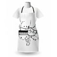 thumbnail image 3 of Music Apron, Art Professions Melody Symbol Keyboard Curlicue Motifs on Plain Backdrop, Unisex Kitchen Bib with Adjustable Neck for Cooking Gardening, Adult Size, White and Charcoal Grey, by Ambesonne, 3 of 4