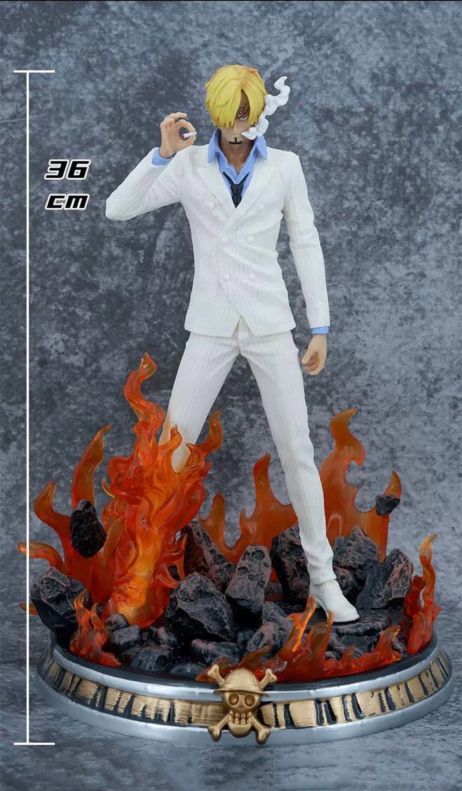 Sanji Figure Standing Base Fantasy Suit Sanji Figurine 36cm/14.1inch Anime Character Collection Game Character Statue Model Ornament Gifts (White)