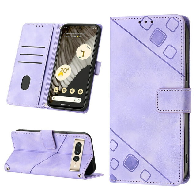 Compatible with Google Pixel 7 Pro Classic Embossed PU Leather Case with Card Holder Shockproof Cover