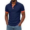thumbnail image 4 of Yifymode Men's Slim Fit Short Sleeve Polo Shirt, Contrast Collar Button Placket Soft Knit Casual Top Dark Blue 3XL, 4 of 4