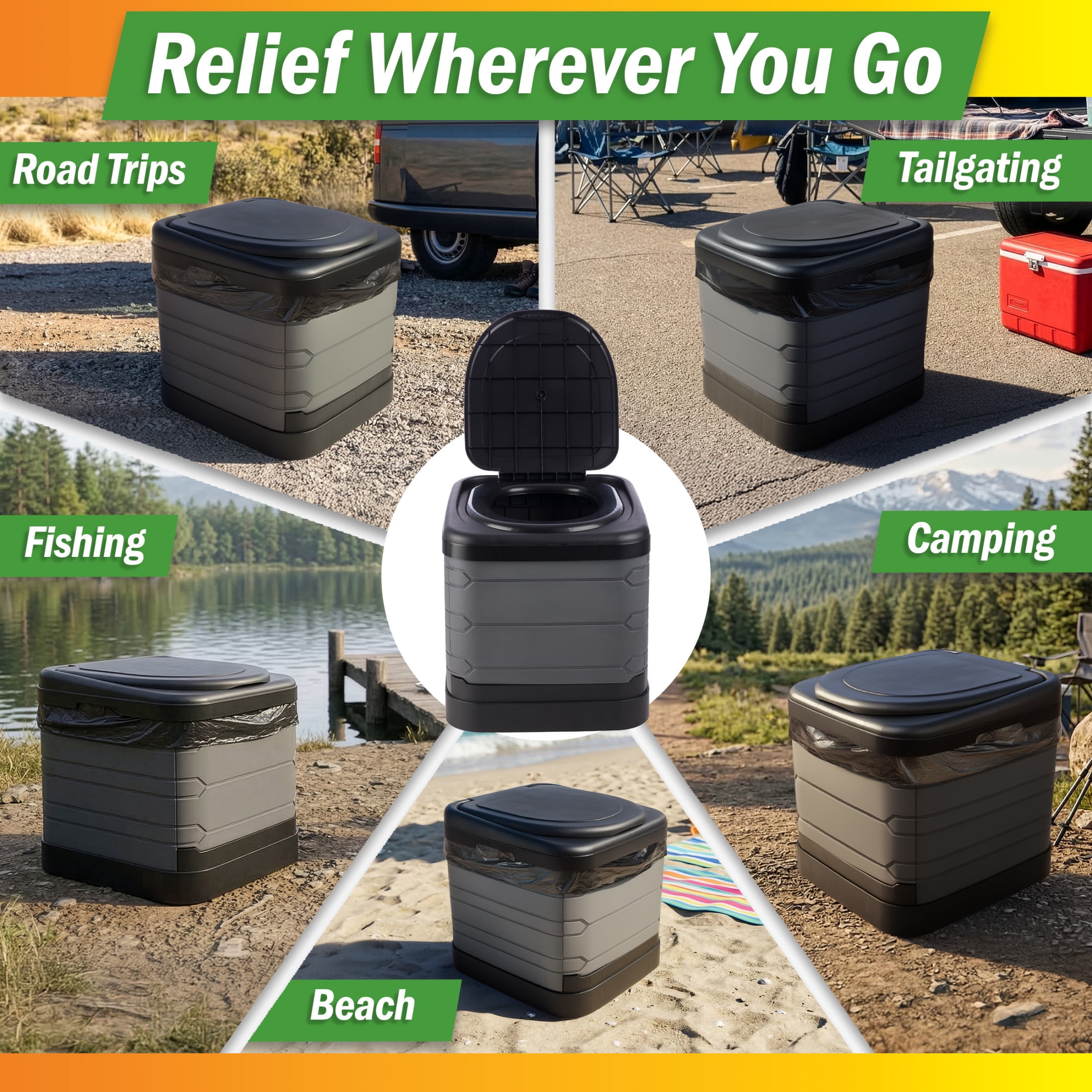 Wakeman Outdoors Large Portable Toilet for Adults, 400lb Capacity Camping Toilet