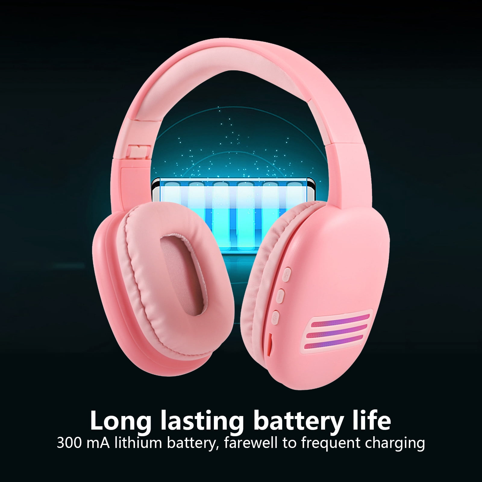 Wireless Headset with Mic for Work, Bluetooth Headset with AI Noise Cancelling Microphone, 65Hrs Working Time Wireless Headset with Microphone for Work from Home/PC/CallCenter/Computer/Laptop(Pink)