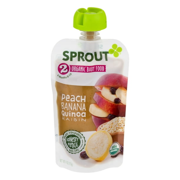 Sprout Organic Baby Food, Stage 2 Pouches, Peach Banana ...