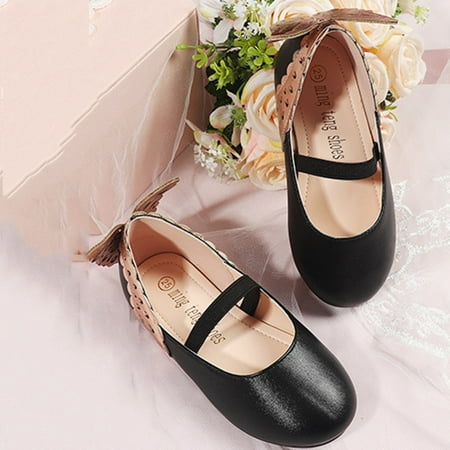 

NECHOLOGY Kids Shoes Size 4 Children Shoes Leather Single Shoes Simple Wave Elastic Belt Children Hot Chocolate Toddler Shoes Black 5.5 Years