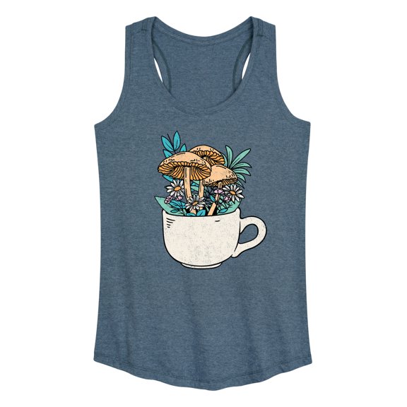 Instant Message - Coffee Cup Flowers - Women's Racerback Tank Top