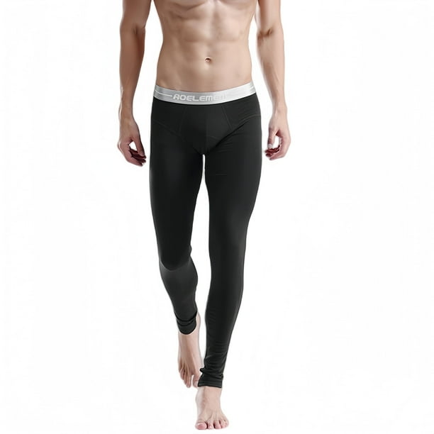 Pantalones Térmicos para Hombre, sin Necesidad de Ropa Interior, Capa Base, Ajuste Delgado, Parte Inferior de Ropa Interior Térmica de Tiro Bajo, Color Negro, Talla 2XL 1 Unidad